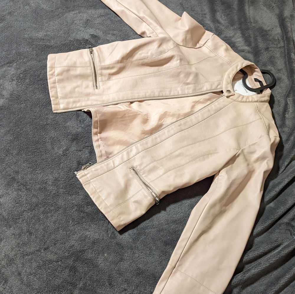 Faux Leather Pearl Pink Jacket